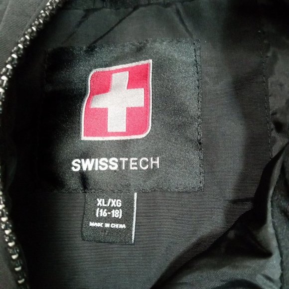 Swiss Tech Womens Jacket Windbreaker Black XL Kangaroo Pockets Liner Cinch Waist - Picture 8 of 15